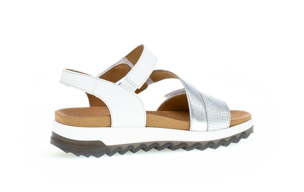 Gabor Sandale 3fach Klett Leder silber 66.742.60 4,5 | silber/weiss | G