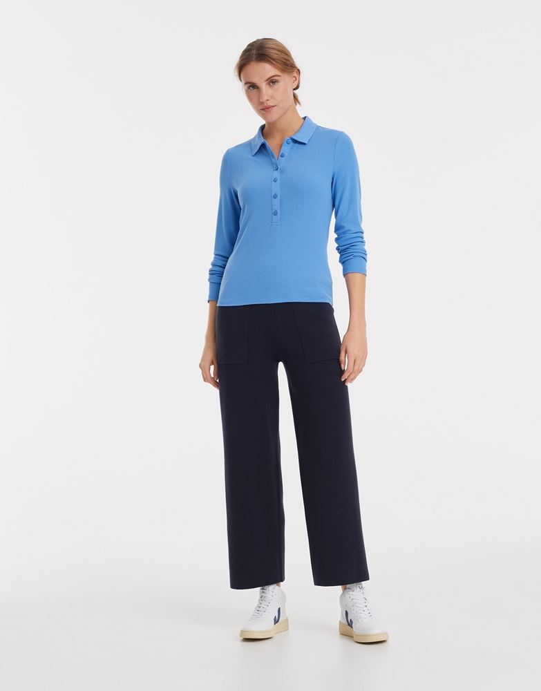 OPUS Poloshirt Sisabelle langarm blau S12 10012610213115 
