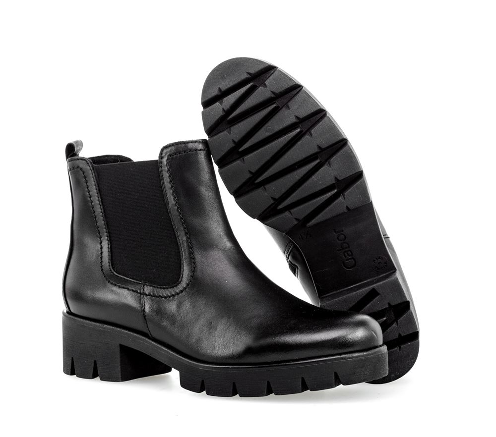 Gabor Chelsea Boots Leder Wechselfußbett derbe Sohle schwarz S23 31.710.27 4,5 | schwarz | F
