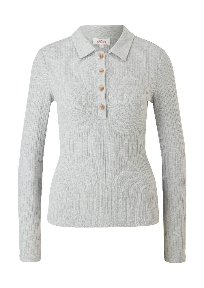 s.Oliver Longsleeve mit Hemdkragen blau und grau 2117577 