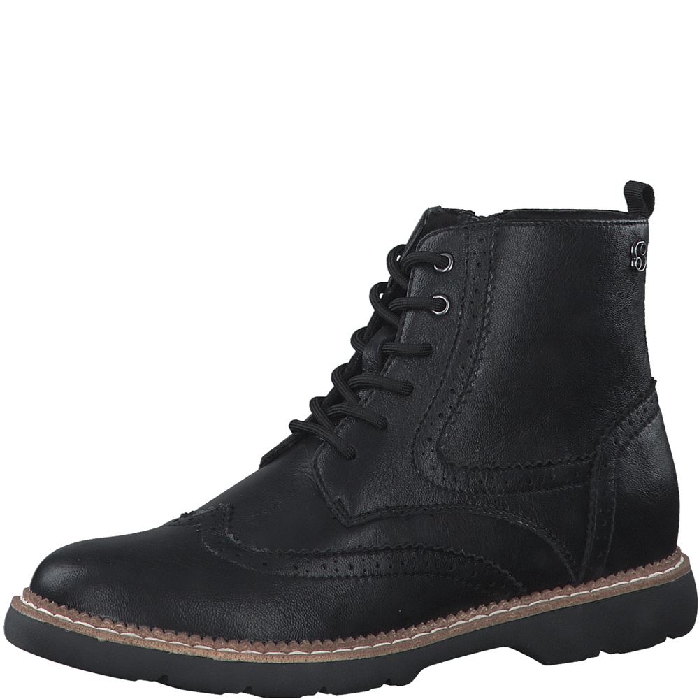 s.Oliver Schnürboots Lackoptik Brogue - Style blau, schwarz S22 5-5-25465-39 40 | 001 BLACK | 