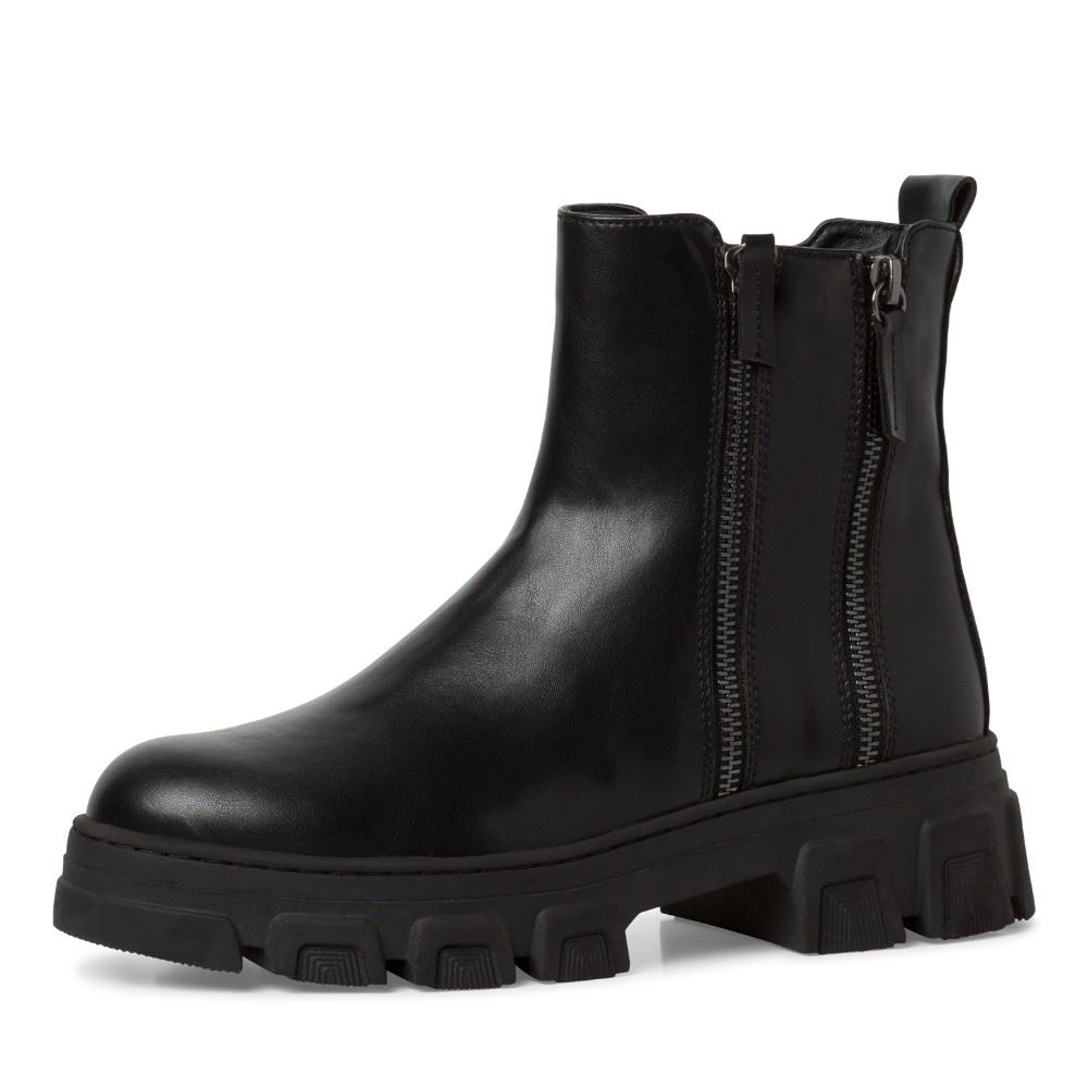 Tamaris Stiefelette derbe Sohle Zierreißverschlüße Wechselfußbett grau schwarz S22 1-1-25907-29 38 | 249 PALE GREY | 