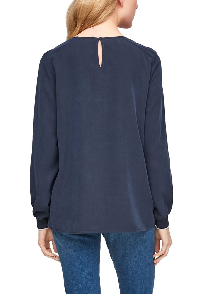 s.Oliver Bluse Langarm Rundhals Rippbündchen S20 2056581 