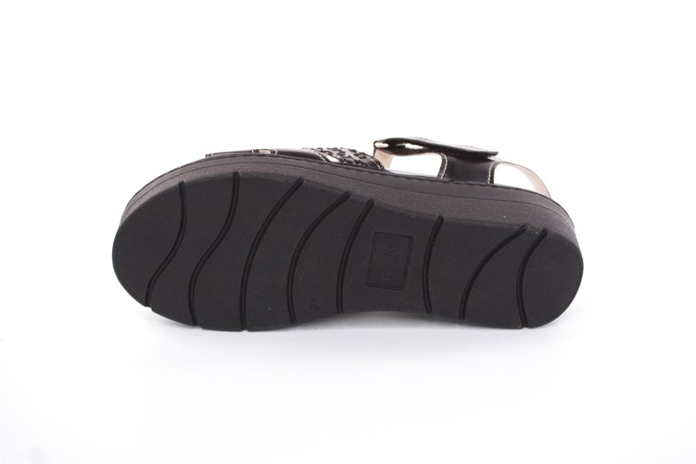 Fußbequem Damen Sandale Leder Wechselfußbett Klettverschluss schwarz S13 10301 