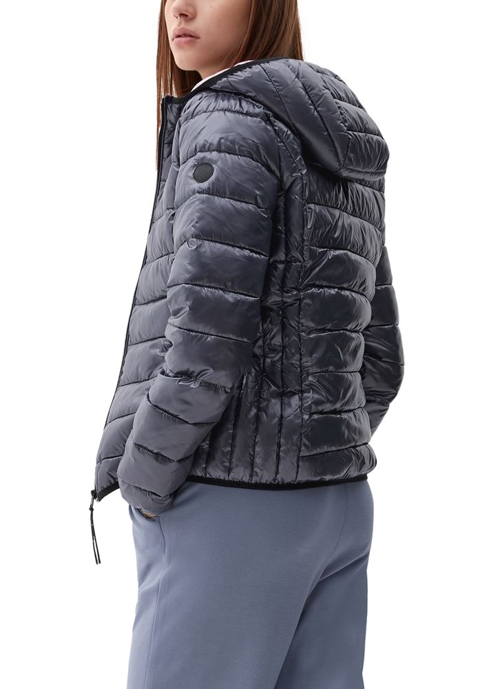 QS designed by Steppjacke Kapuze grün, grau, schwarz S22 2119390 S | 9999 GREY/BLACK | 