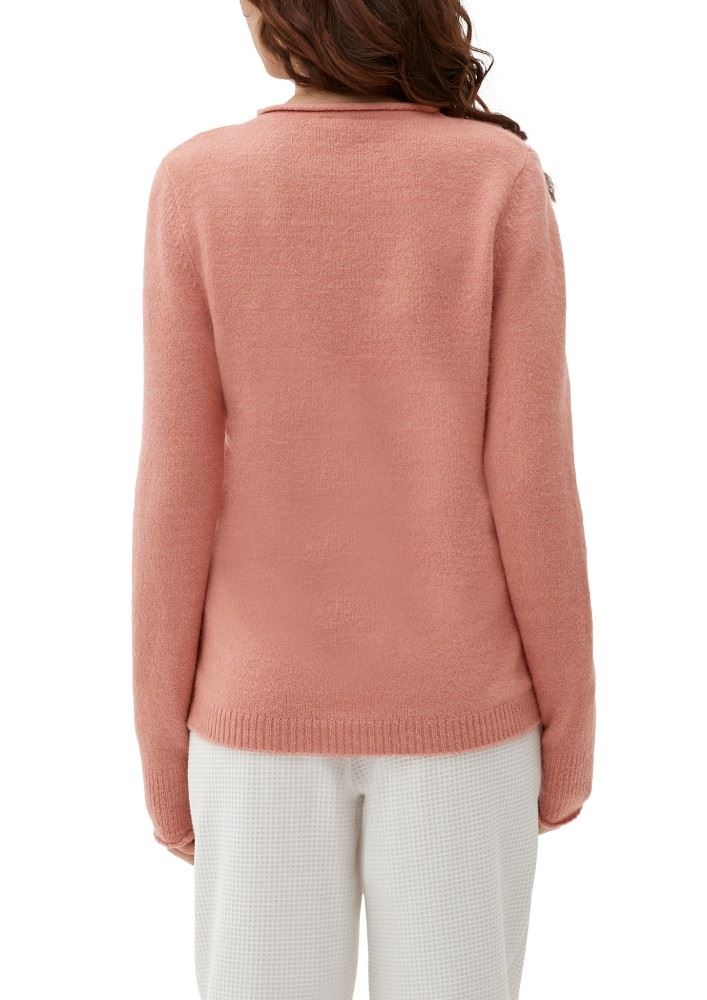 QS designed by Pullover mit Rollsäumen weiß, orange, grau S22  2124387 XL | 02W0 WHITE | 
