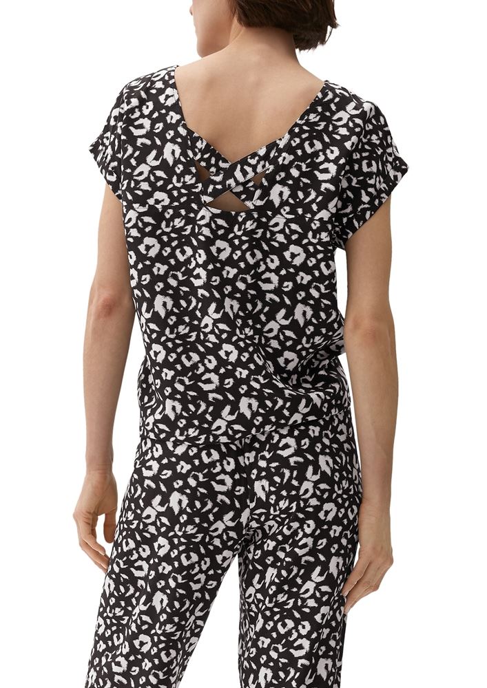 s.Oliver Viskosebluse mit Rückenausschnitt schwarz, weiß S13  2132617 