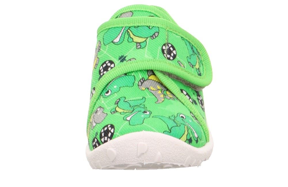 superfit SPOTTY - Grün/Mehrfarbig Hausschuh mit Klettverschluss Dino, Fußball S13 1-009246-7010 20 | grün | 