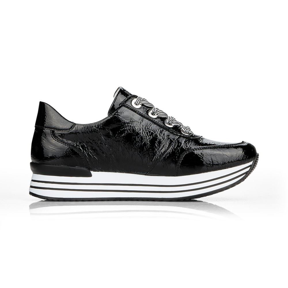 Remonte Sneaker Leder Reißverschluss schwarz softfoam D1302-02 42 | nero/black | G