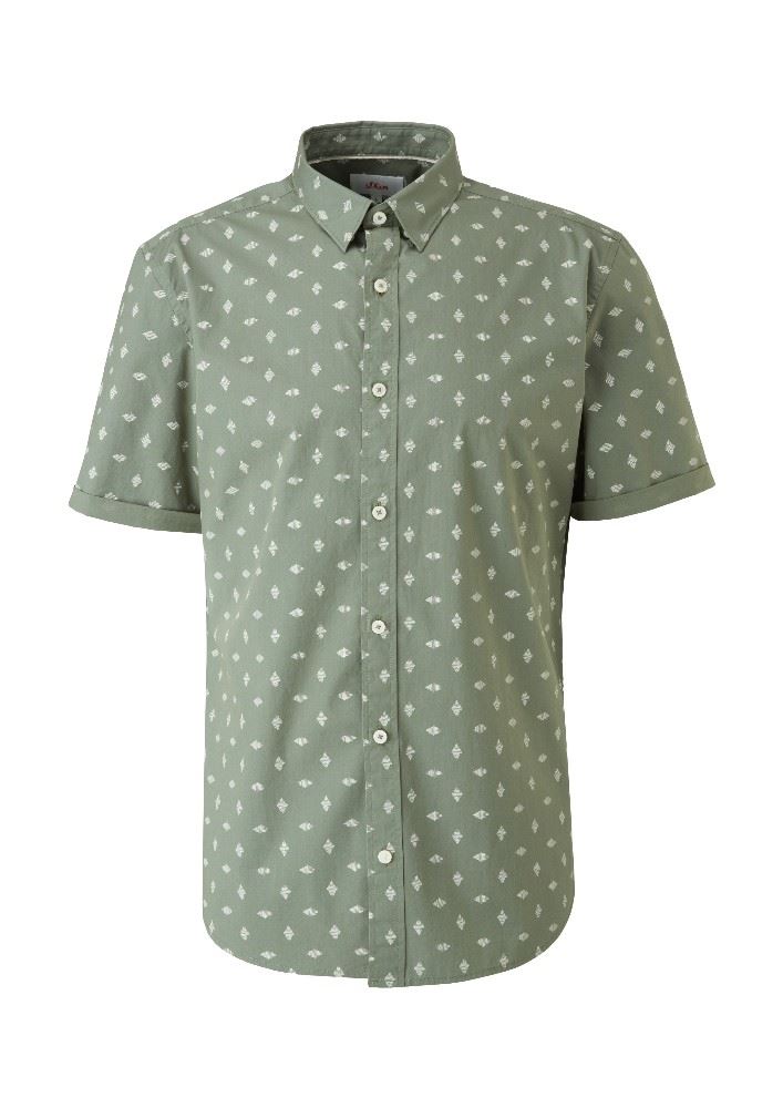 s.Oliver Hemd Kurzarm Slim Fit mit Allover-Print 2113979 