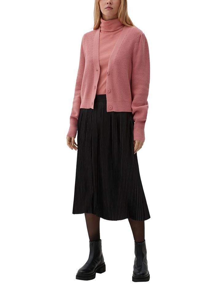QS designed by Strickjacke Viskosemix V-Ausschnitt Knopfleiste  rosa, grün S22 2124662 XXL | 2068 ORANGE | 