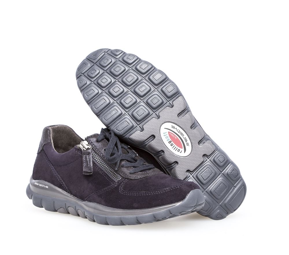 Gabor rollingsoft Sneaker low Rauleder Wechselfußbett blau S23 36.968.26 