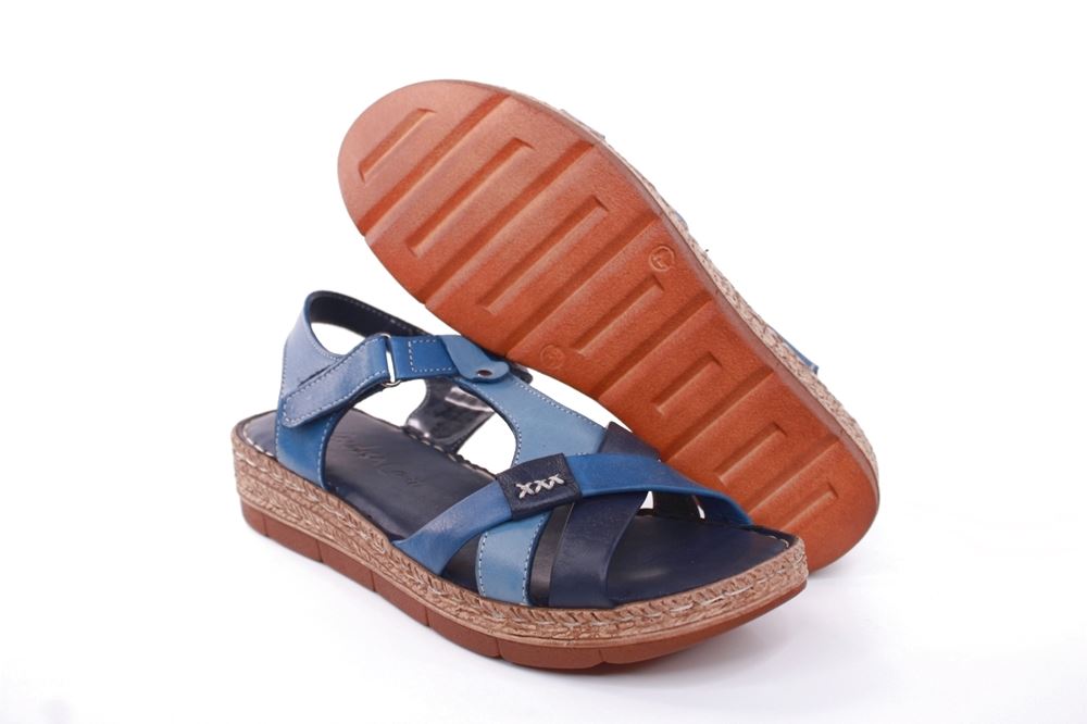 Andrea Conti Sandale Leder Keilabsatz blau S12 18836041024 