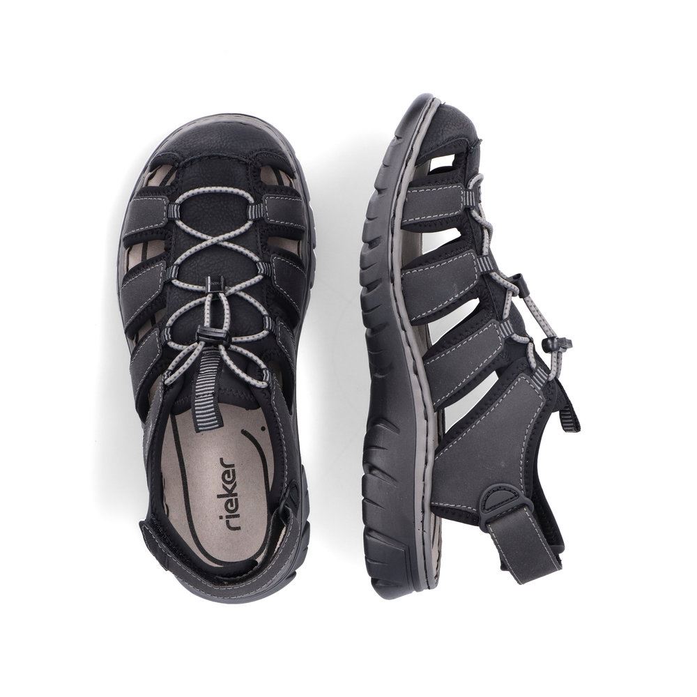 Rieker Herren Trekkingsandalen graphitschwarz S13  26770-00 42 | schwarz/schwarz | G