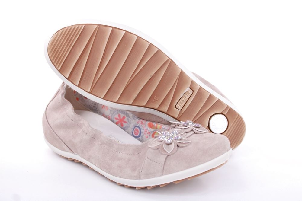 Imac Mädchen Ballerina Rauleder Blumenmotiv beige S13 380160 