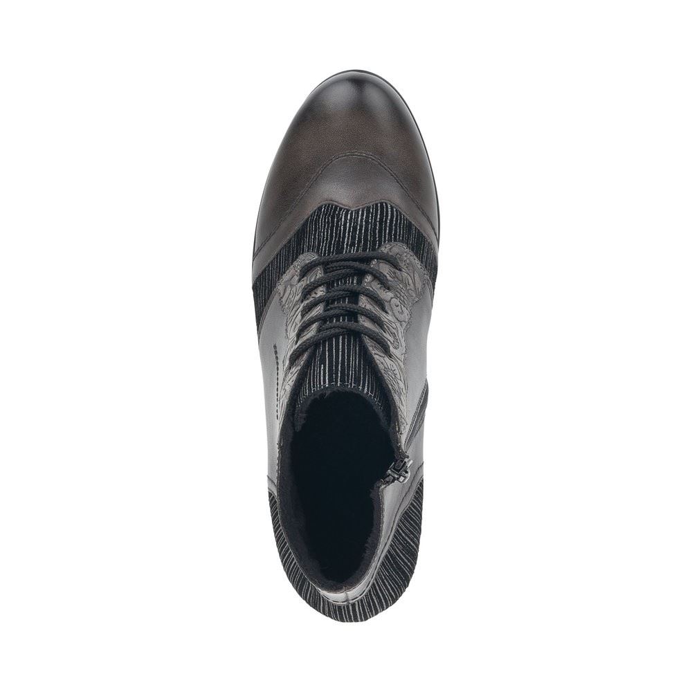 Remonte Stiefelette Schnürstiefel Leder schwarz Absatz D8789 