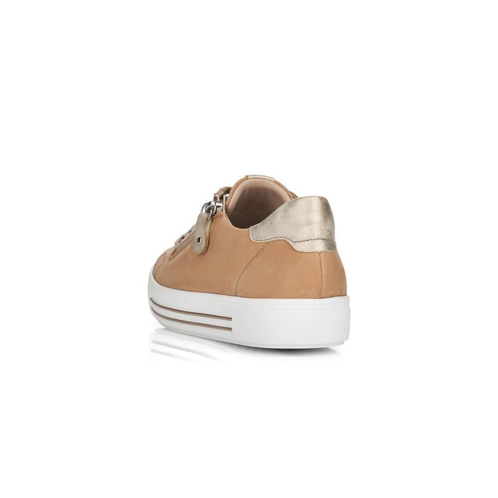 Remonte Schnürhalbschuh Sneaker Leder Reißverschluss sand beige softfoam D0903-60 39 | sand/muschel | G