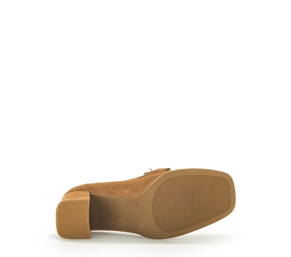Gabor Trotteur Hochfrontpumps Rauleder Schmuck-detail braun S23 35.292.14 