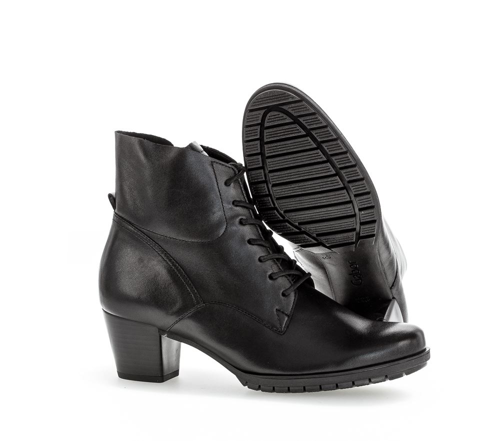 Gabor Schnürstiefelette Leder Comfort- Mehrweite H schwarz S23 36.605.57 