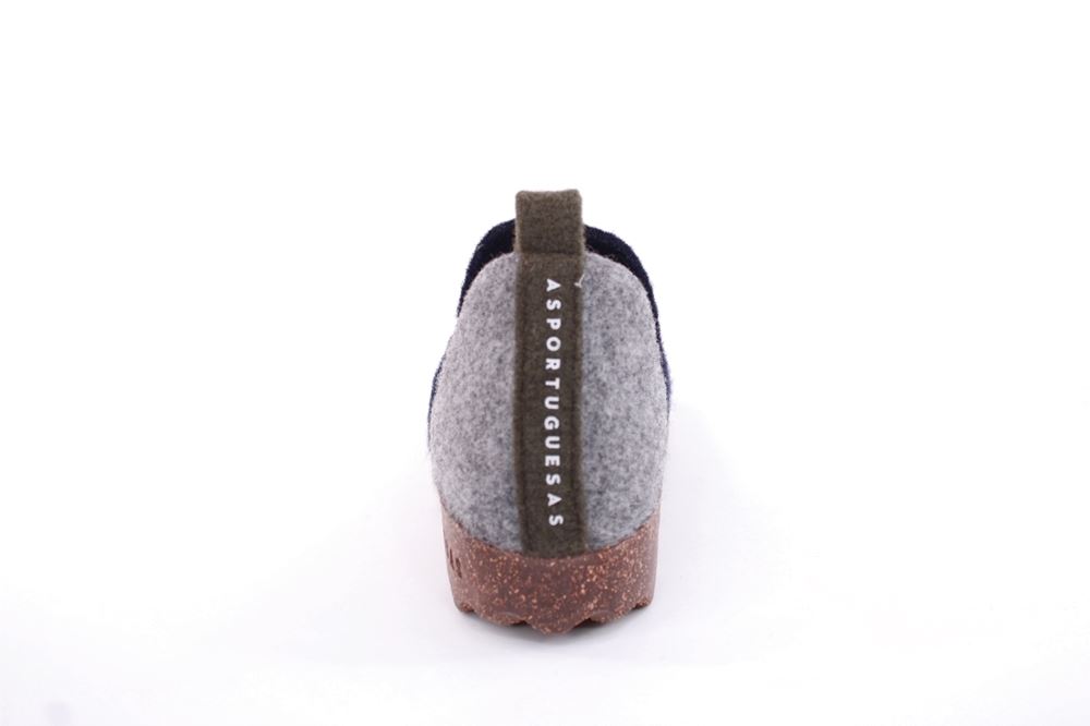 ASPORTUGUESAS City Round Toe Schuh Damen Wolle Kork- Sohle vegan grau S22 P018086011 