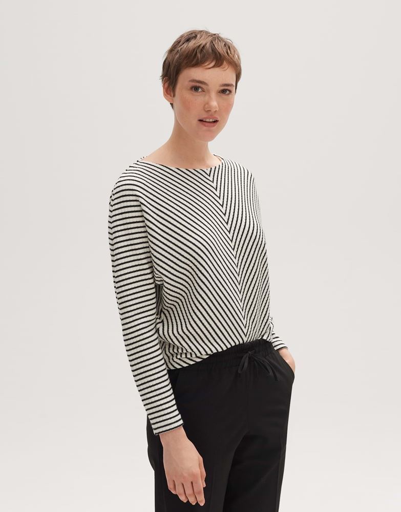 OPUS Sweater Gavna gestreift Fledermausarm Viskosemix blau, schwarz S13 10143611078100 40 | 900 black | 