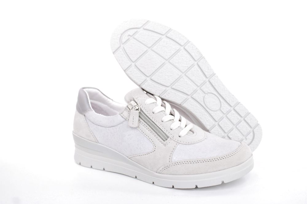 ACO LUNA 18 Damen Sneaker Leder/ Textil Wechselfußbett florales Muster grau S13 863/9309 