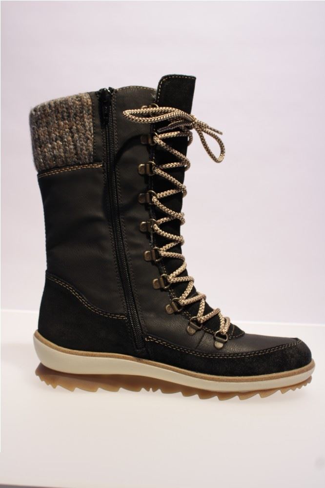 Remonte Stiefel Schnürstiefel Reißverschluss Leder TEX-Membran blau R4371-02 37 | 02 schwarz/nero | 