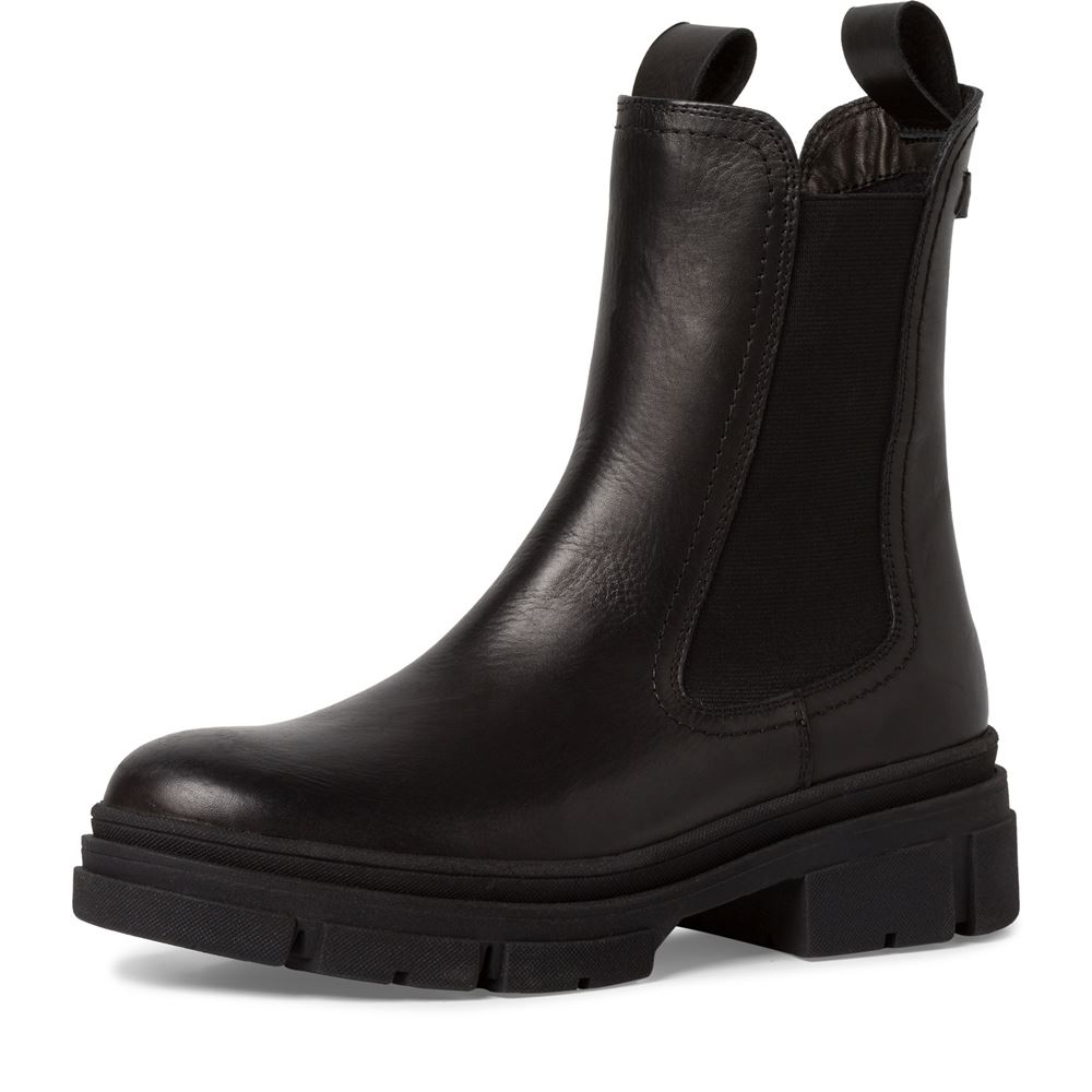 Tamaris Chelsea Boots Leder TOUCHit- Fußbett beige, schwarz S23 1-25901-41 
