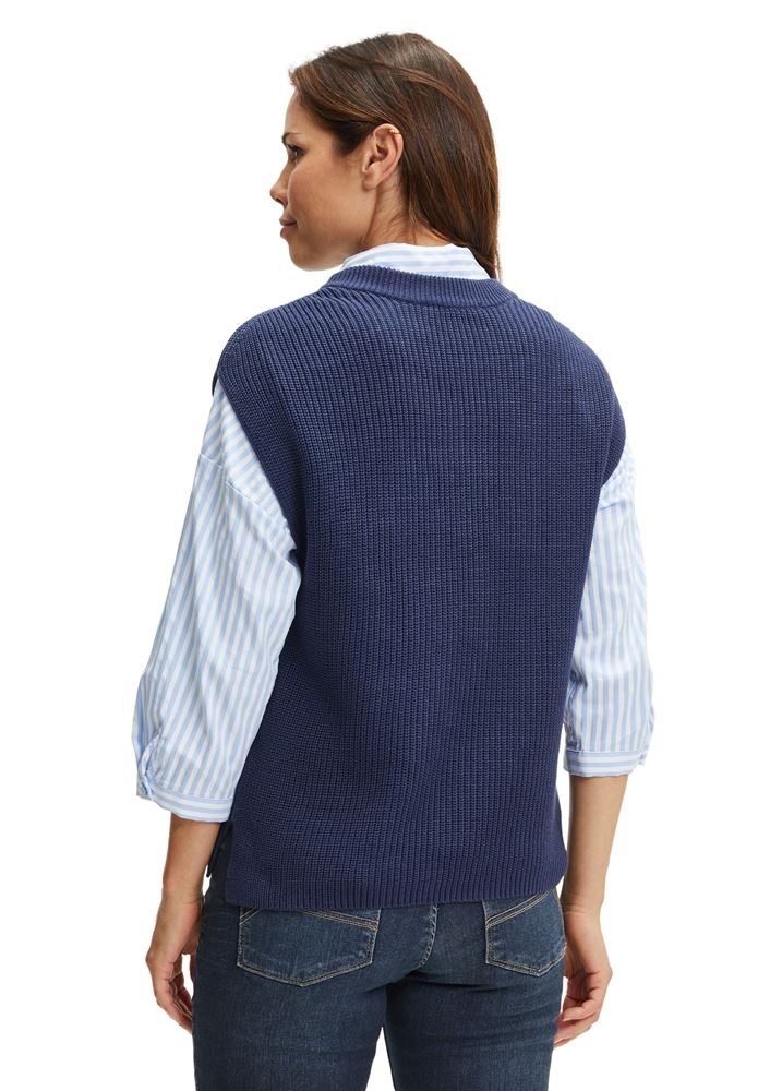 Betty Barclay Strickpullover Ärmellos blau und beige S22 58021081 