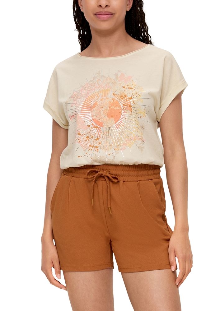 QS designed by Jersey-Shirt mit Frontprint weiß, orange S13  2131396 