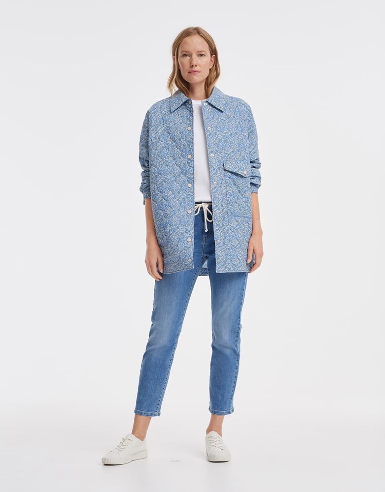OPUS Overshirt Junila oversize Hemd Wattierung Zwiebelstepp blau S12  10023410278120 
