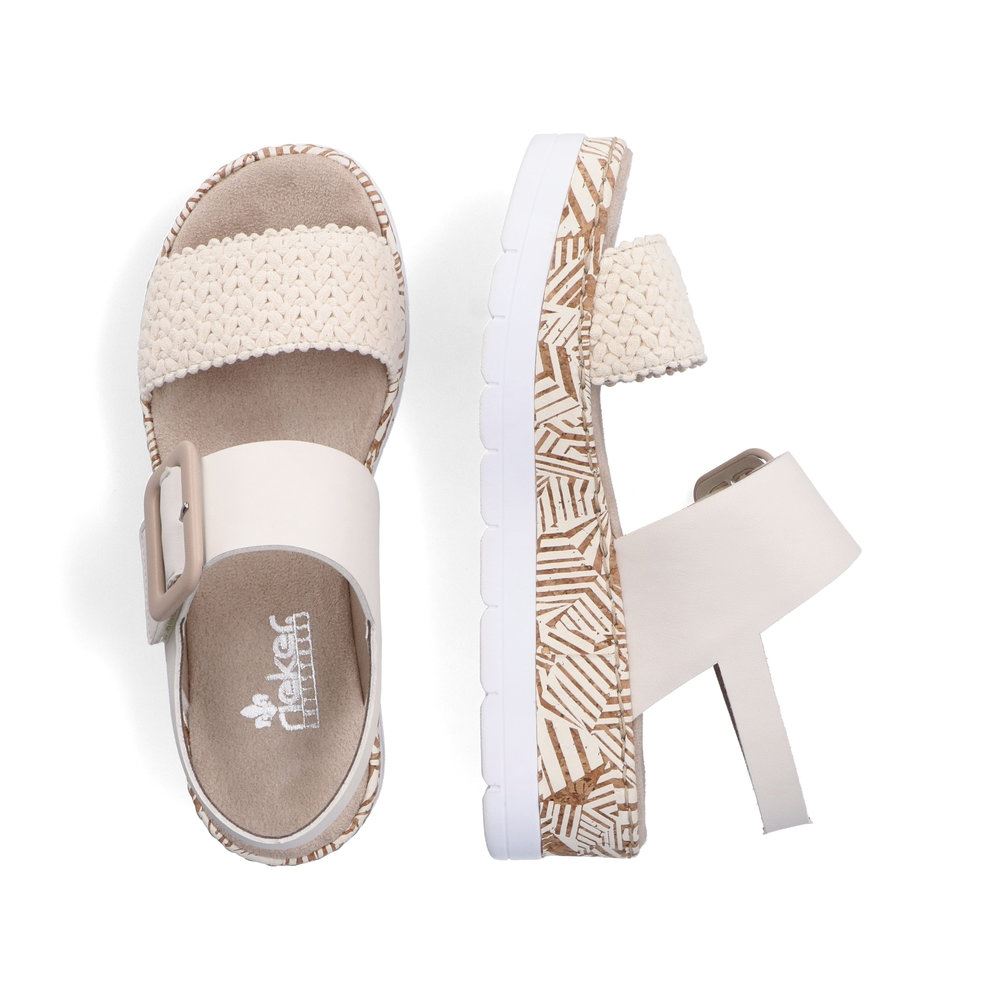 Rieker Damen Keilsandaletten hellbeige S13  V3950-61 