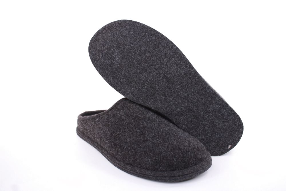 s`knöpfli Herren Hausschuh Pantoffel Filz Filzsohle grau S22 523 