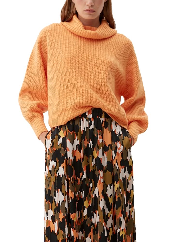 s.Oliver Pullover Rippstruktur Rollkragen weiß,orange, grün, schwarz S22 2120703 