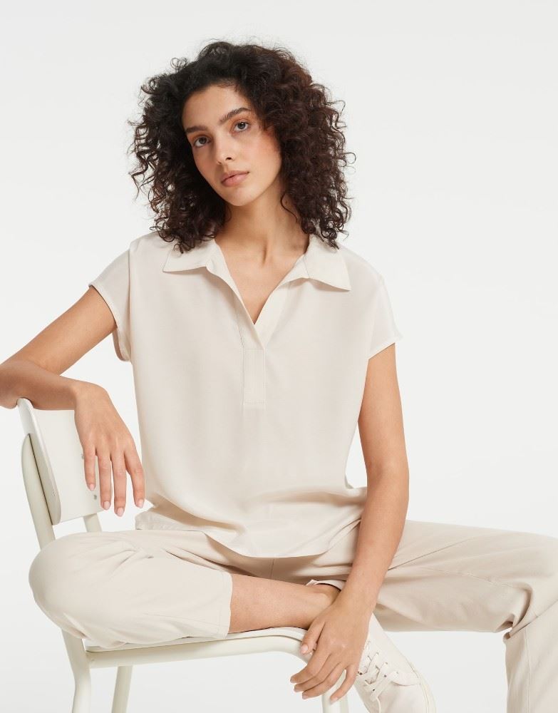OPUS Shirt Sylvaino Blusenkragen beige grün S12  1003899206100 