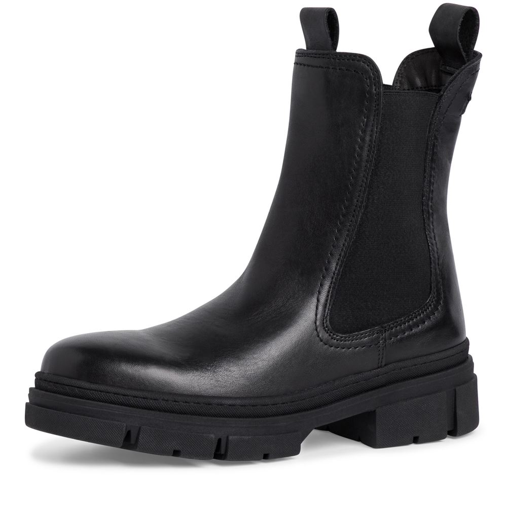 Tamaris Chelsea Boots Leder TOUCHit-Fußbett beige schwarz S22  1-1-25901-29 