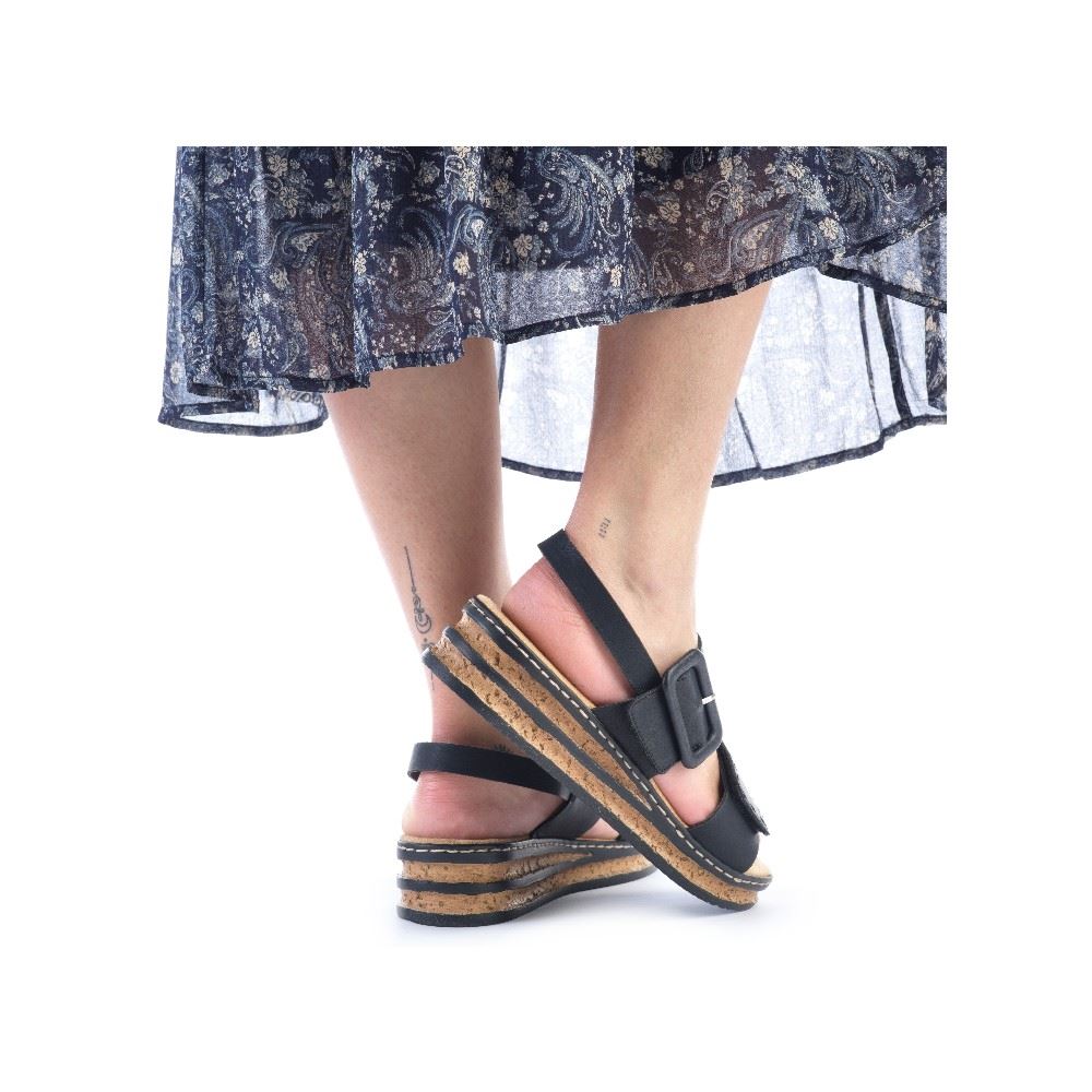 Rieker Damen Keilsandalette schwarz 62950-00 