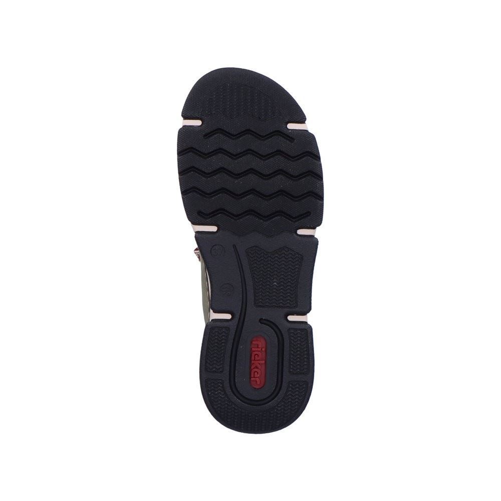 Rieker Antistress Damen Slipper Sneaker Schlupfschaft Zierreißverschluss Wechselfußbett grün S22 45973-54 37 | liane/schwarz | F