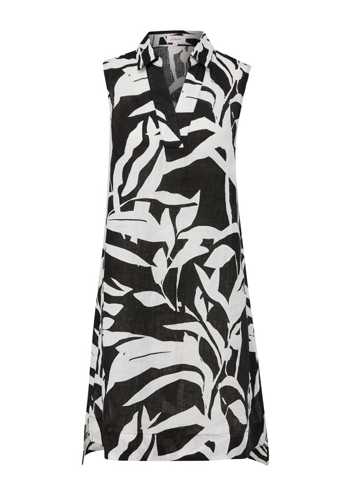 s.Oliver Leinenkleid mit V-Ausschnitt schwarz S13  2131869 