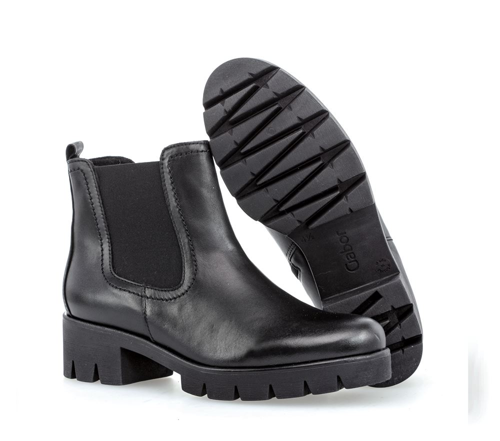 Gabor Chelsea Boot Leder Blockabsatz Wechselfußbett schwarz S22 91.710.27 