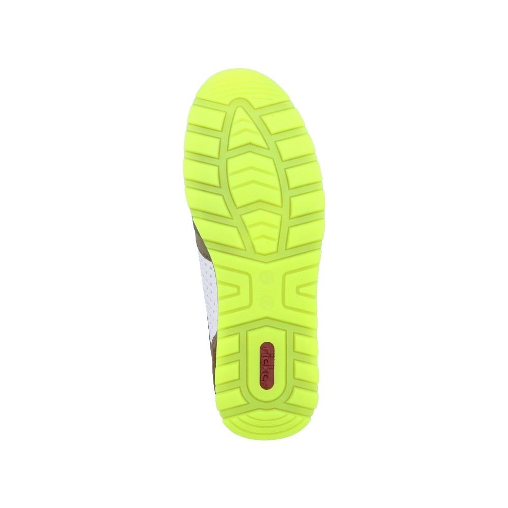 Rieker Antistress Herren Sneaker Slip on Lochmuster grün S21   15125-90 43 | olive/weiss/sag | G