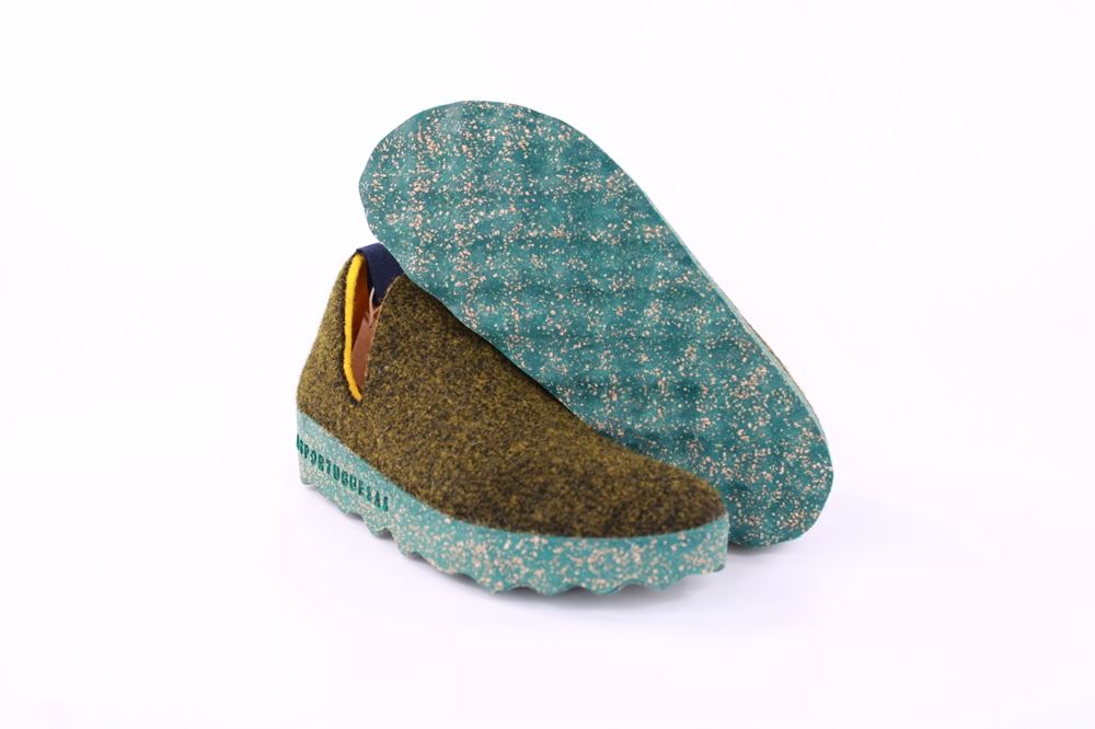 Asportuguesas Slipper CITY FOREST Naturwolle Kork-Sohle vegan grün S21 P018003017 37 | forest | 