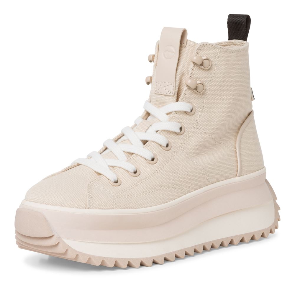Tamaris Sneaker High Plateausohle Textil weiß, beige S13 1-1-25201-20 41 | 100 WHITE | 