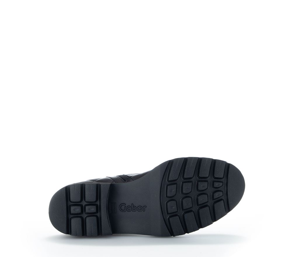 Gabor Schnürstiefelette Steppmuster Leder Wechselfußbett schwarz S22 92.735.57 5 | schwarz (Mic/go | G