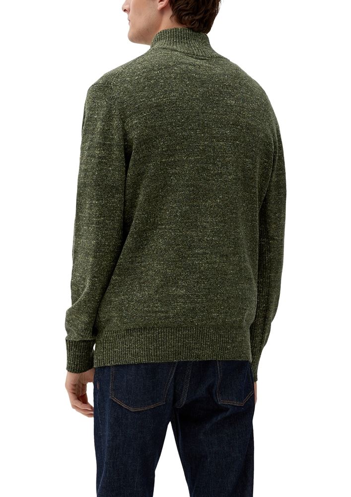 s.Oliver Pullover Melierter Troyer aus Baumwolle S22 2118091 XL | 78W1 GREEN | 