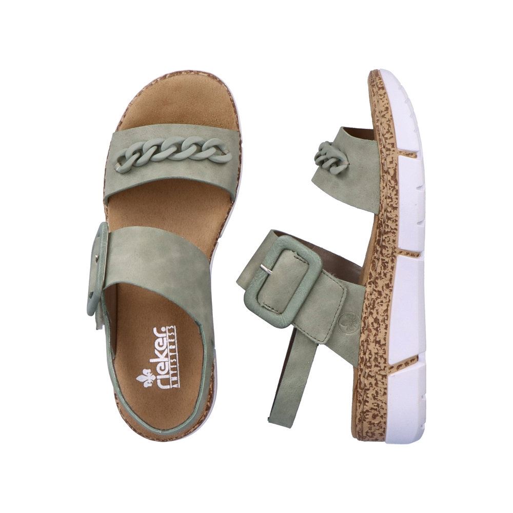 Rieker Damen Riemchensandalen mintgrün Keilabsatz S13  V2350-52 