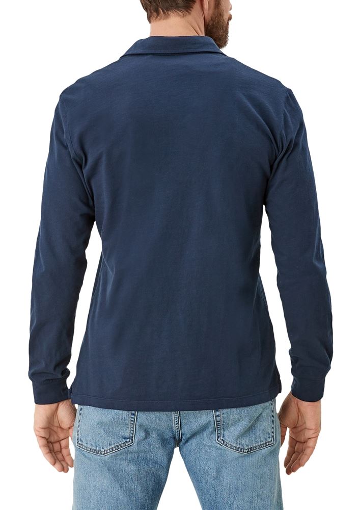 s.Oliver Shirt langarm Flammgarnjersey Polokragen blau  schwarz S12 2115897 