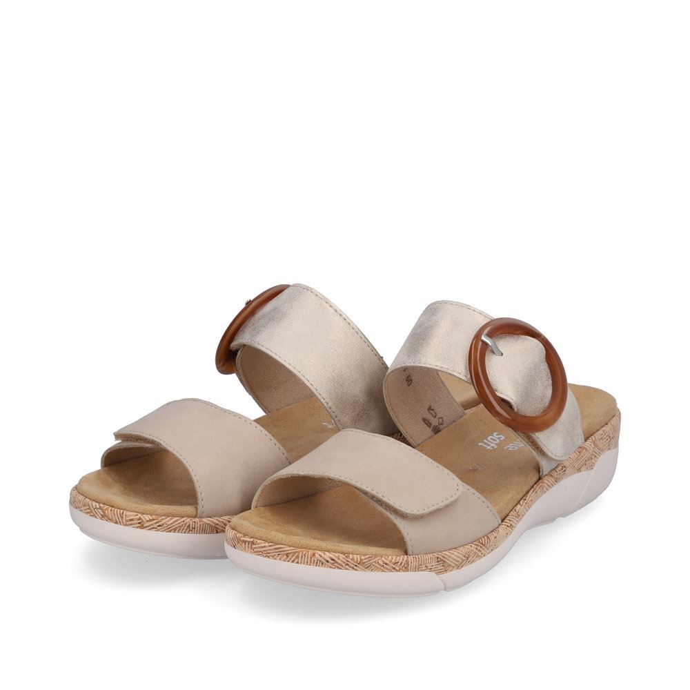 Remonte Damen Pantoletten champagner-beige S13  R6858-60 