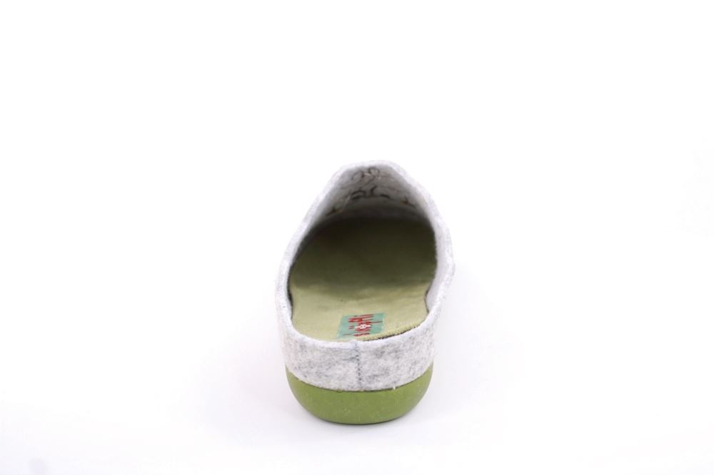 s`knöpfli Damen Hausschuh Pantolette Eulenmotiv Wechselfußbett grau S22 Z27658P 37 | fieltro kaki | 