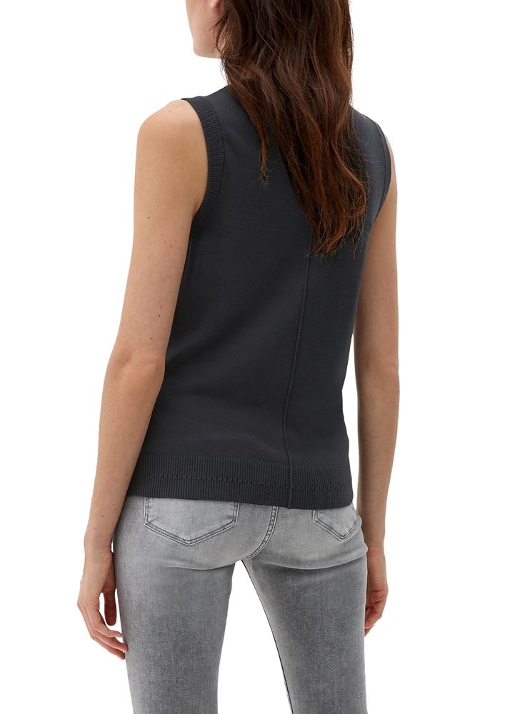s.Oliver Stricktop Pullunder Ripp- Details, Ziernahnt rot,grau,schwarz S22 2120337 44 | 3877 RED | 